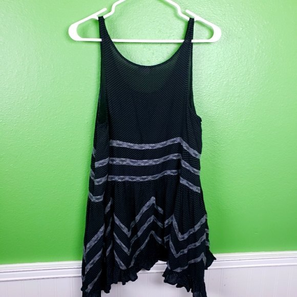Free People Intimately Black Gray Poka Dot Sleeveless Tappered Shirt Sz Small - Picture 5 of 11